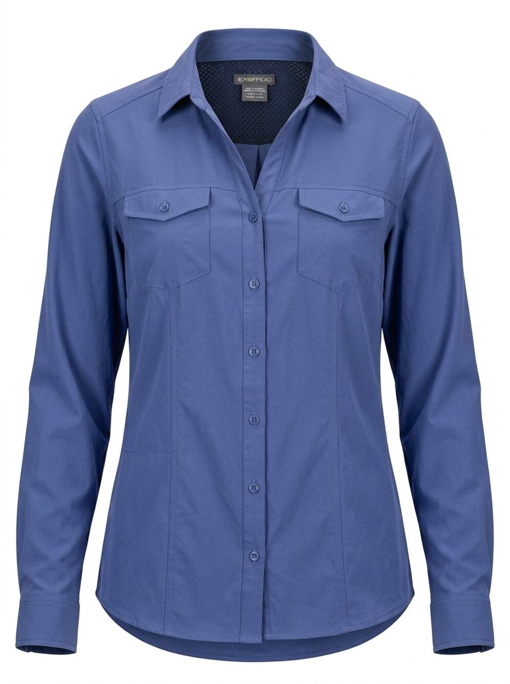 ExOfficio Blue Long Sleeve Hiking Outdoor Button-Up Shirt Women Size L